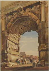 Der Titusbogen und das Kolosseum, Rom, 1846