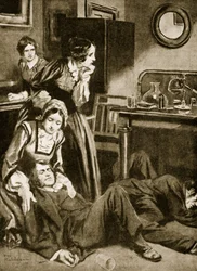 James Simpson und seine Assistenten entdecken Chloroform, November 1847