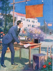 Eines von Marconis frühesten Experimenten, Illustration aus 