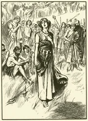 Königin Boadicea und ihre Soldaten (Gravur)