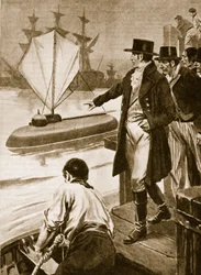 Robert Fulton in Frankreich zeigt sein U-Boot 