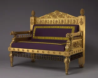 Sofa, unbekannter Hersteller, ca. 1802-1807 (vergoldetes Holz, Reproduktion Wollpolsterung)
