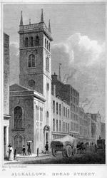 All Hallows Church, Bread Street, London, 1829