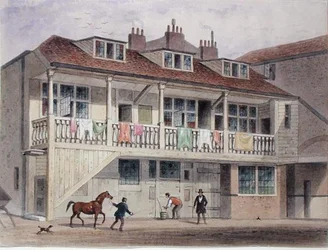 Ansicht des Gasthauses Black Lion in der Whitefriars Street, um 1855