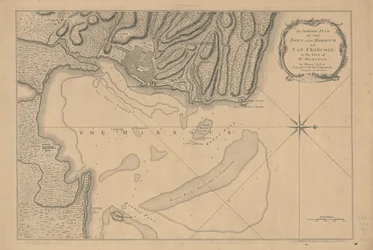 Ein authentischer Plan der Stadt und des Hafens von Cap-François auf der Insel St. Domingo