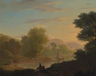 Eine imaginäre Küstenszene mit dem Tempel der Venus in Baiae