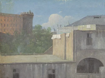 Gebäude in Neapel mit der Nordostseite des Castel Nuovo