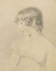 Büstenporträt von Susan Bloxam, im Profil nach links gedreht, 1818