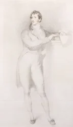 Porträt von Sir Francis Burdett, Bart, kleine Ganzfigur, stehend neben einem Kamin, ca. 1796