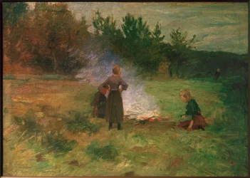 Mädchen am Lagerfeuer