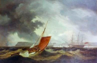 Ein Brixham-Trawler läuft in die Torbay ein, frühes 19. Jahrhundert