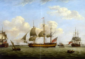 HMS Maria Anna-Earl of Chatham-Achilles-Thomas Luny