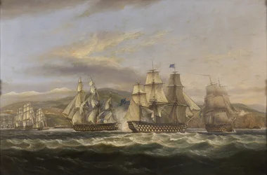 .M.S. Caledonia und H.M.S. Boyne jagen die französische Flotte nach Toulon