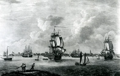 Ansicht von Charles Town, der Hauptstadt von South Carolina in Nordamerika, graviert von Pierre Charles Canot