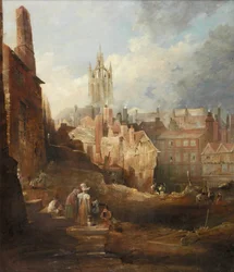 Ausgrabungen für die High Level Bridge, Newcastle upon Tyne, ca. 1846