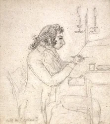 J. M. W. Turner an einem Zeichentisch; Verso: Mrs. Monro schläft