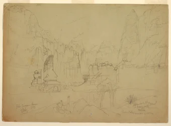 Zeichnung, Der Canyon des Rio Virgin, Süd-Utah, 1873