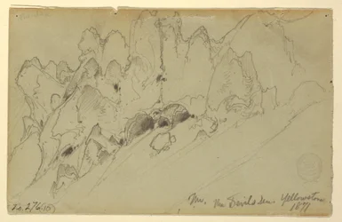 Zeichnung, Teufelsloch, Yellowstone, 1871
