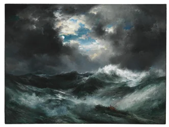 Schiffswrack bei Mondschein auf See