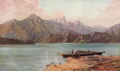 Die Kaskadenberge (Farblithografie)