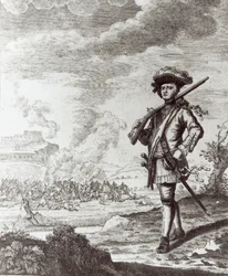 Kapitän Henry Morgan bei der Plünderung von Panama im Jahr 1671, ca. 1734