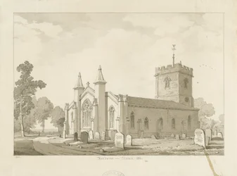 Harborne Kirche (Sepia-Waschzeichnung)