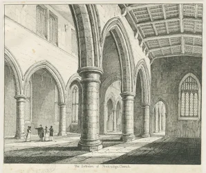 Innenraum der Penkridge Kirche: Feder- und Tuschzeichnung, undatiert [?1837]