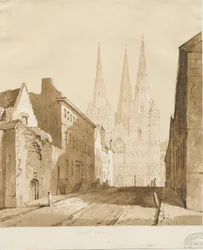 Lichfield Cathedral: Rot-Sepia-Zeichnung