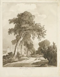Marchington Church: Sepiawaschzeichnung, 1836
