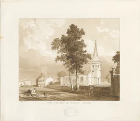 Rolleston Church: Rot-Sepiazeichnung, 1836