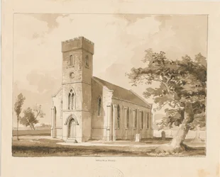 Walsall Wood Kirche: Sepia-Zeichnung, undatiert [1817-1845]