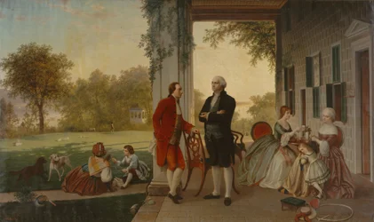 Washington und Lafayette in Mount Vernon (1784) Das Zuhause von Washington nach dem Krieg (1859)