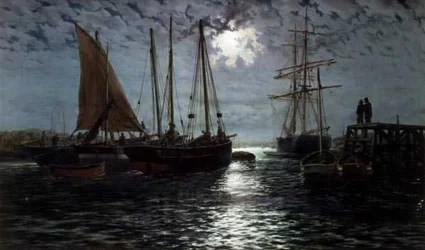 Ein mondbeschienener Hafen