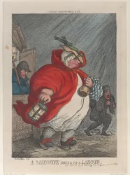 Eine Hebamme geht zu einer Geburt, 12. Februar 1811
