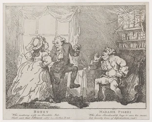 Bozzy und Madame Piozzi Frontispiz, Bozzy und Piozzi von Peter Pindar, 1780-86