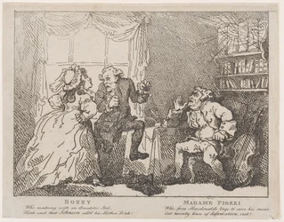 Bozzy und Madame Piozzi Frontispiz, Bozzy und Piozzi von Peter Pindar, 1780-86