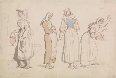 Vier Frauen an einem Brunnen in Rom