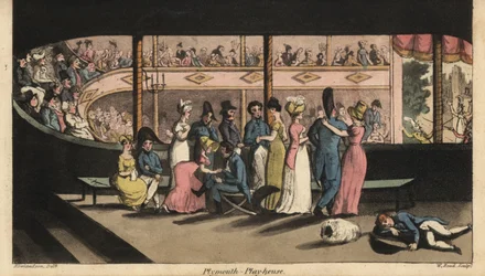 Johnny und andere Seekadetten im Landurlaub warten auf ein Stück im Plymouth Playhouse