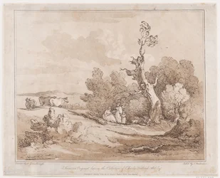 Landschaft mit Figuren, die Holz unter knorrigen Bäumen sammeln, 21. Mai 1789