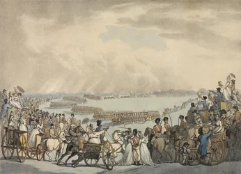 Leichte Kavallerie-Freiwillige von London und Westminster, kommandiert von Colonel Herries, inspiziert von Seiner Majestät auf dem Wimbledon Common, 5. Juli 1798