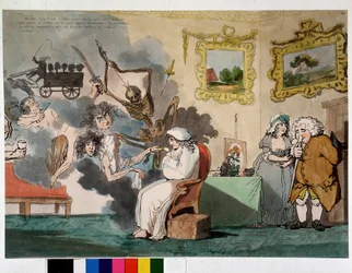 Geisteskrankheit und Visionen: das Hypochondrium - Zeichnung von Rowlandson