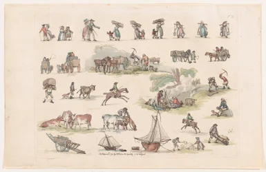 Tafel 2, Umrisse von Figuren, Landschaften und Vieh... für Lernende