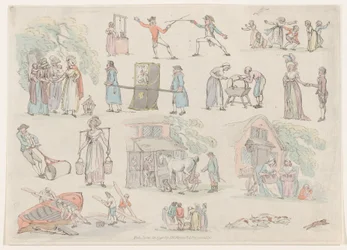 Tafel 8, Umrisse von Figuren, Landschaften und Vieh... für Lernende