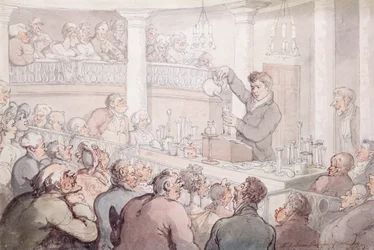 Professor F. Accum hält einen Vortrag am Surrey Institute, London, 1809