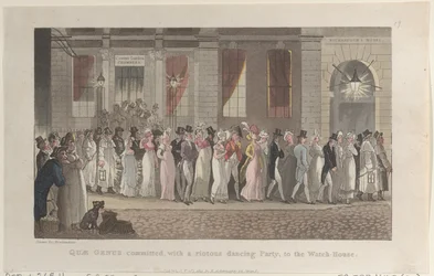Quae Genus verhaftet, mit einer ausgelassenen Tanzparty, ins Wachhaus, aus..., 1. November 1821
