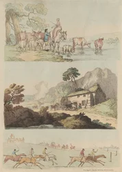 Satz von sechzehn: Umrisse von Figuren und Landschaften