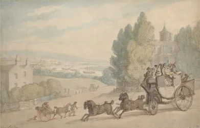 Der Canterbury-Dover-Kutschwagen passiert Schloss Vanbrugh