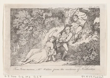 Tom Jones rettet Mrs. Waters vor der Gewalt von Northerton, aus Die Geschichte von Tom Jones, 1792