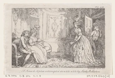 Tom Jones & Sophia unterbrochen in einem tête-à-tête von Lady Bellaston, aus Die Geschichte von Tom Jones, 1792