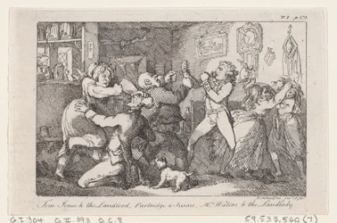 Tom Jones & der Wirt, Partridge & Susan, Mrs Waters & die Wirtin, aus Die Geschichte ..., 1792